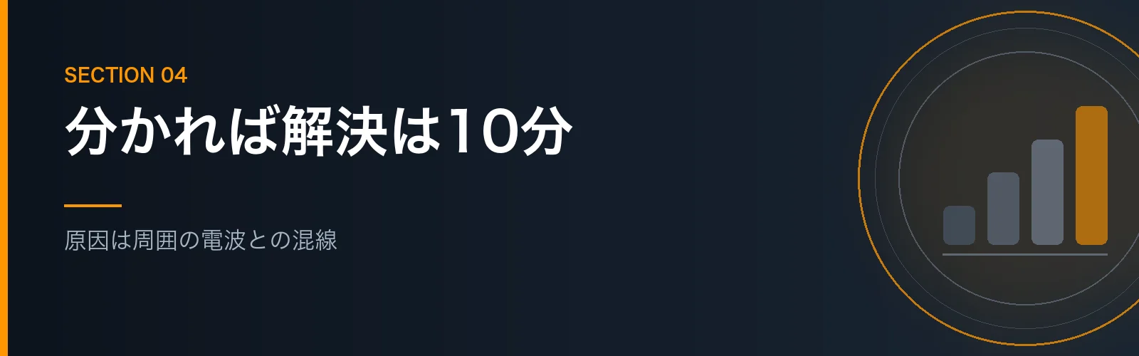 接続トラブルの原因が電波混線だったことを解説するセクションのバナー画像
