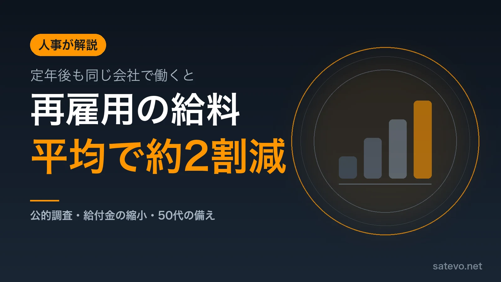 再雇用で給料がどれくらい下がるかを人事の立場から解説する記事のアイキャッチ画像