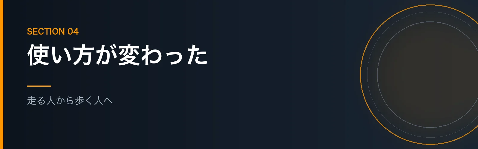 ランニングからウォーキングへ使い方が変わったことを書くセクションのバナー画像
