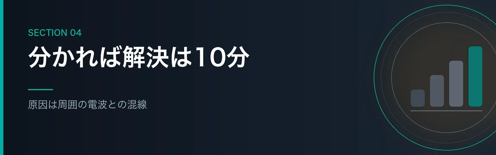 接続トラブルの原因が電波混線だったことを解説するセクションのバナー画像